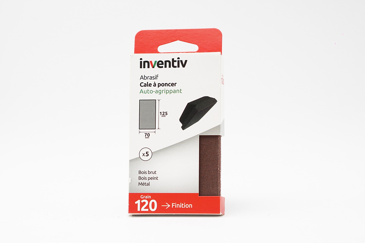 5 patins 70x125mm grains 120 - INVENTIV